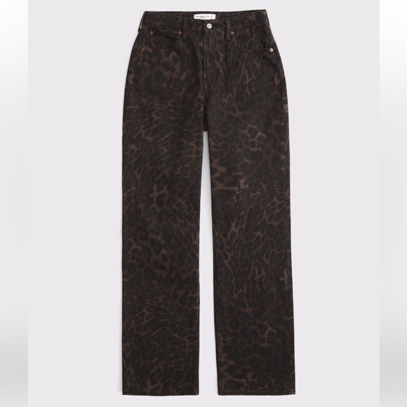 🐆 Abercrombie Curve Love 90s Relaxed Leopard Print Straight Leg Jeans 26L NWT - Picture 13 of 13